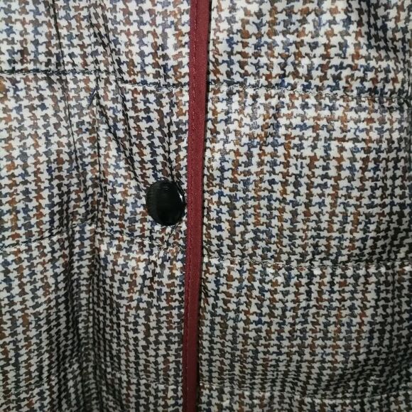 Chillax Herringbone Burgundy & Navy Quilted Zipper Front Hooded Coat Size Small - Picture 3 of 16